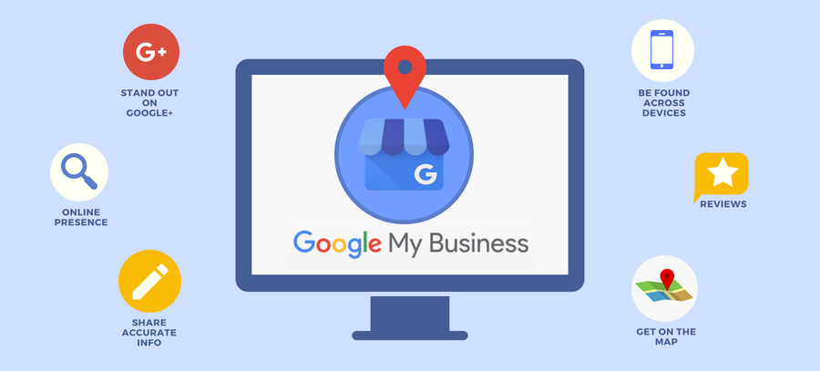 google my business profile animation on a computer screen