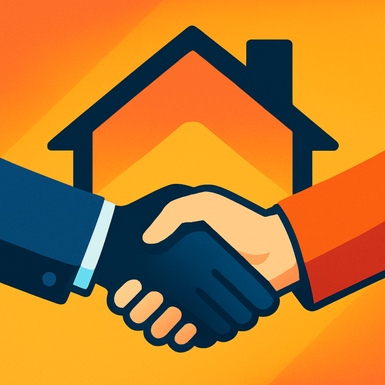 realtors shaking hands after coming to an agreement on selling a home