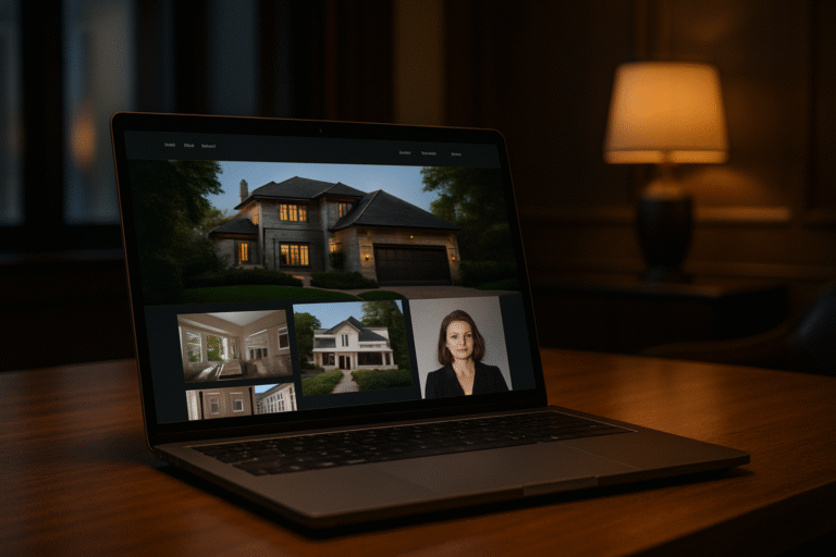 laptop showing optimal image sizes on a realtor luxury website