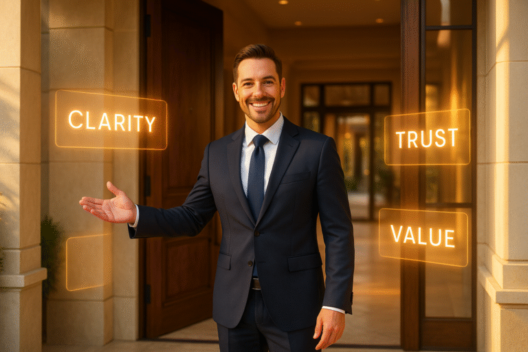 a realtor demonstrating a clear value proposition