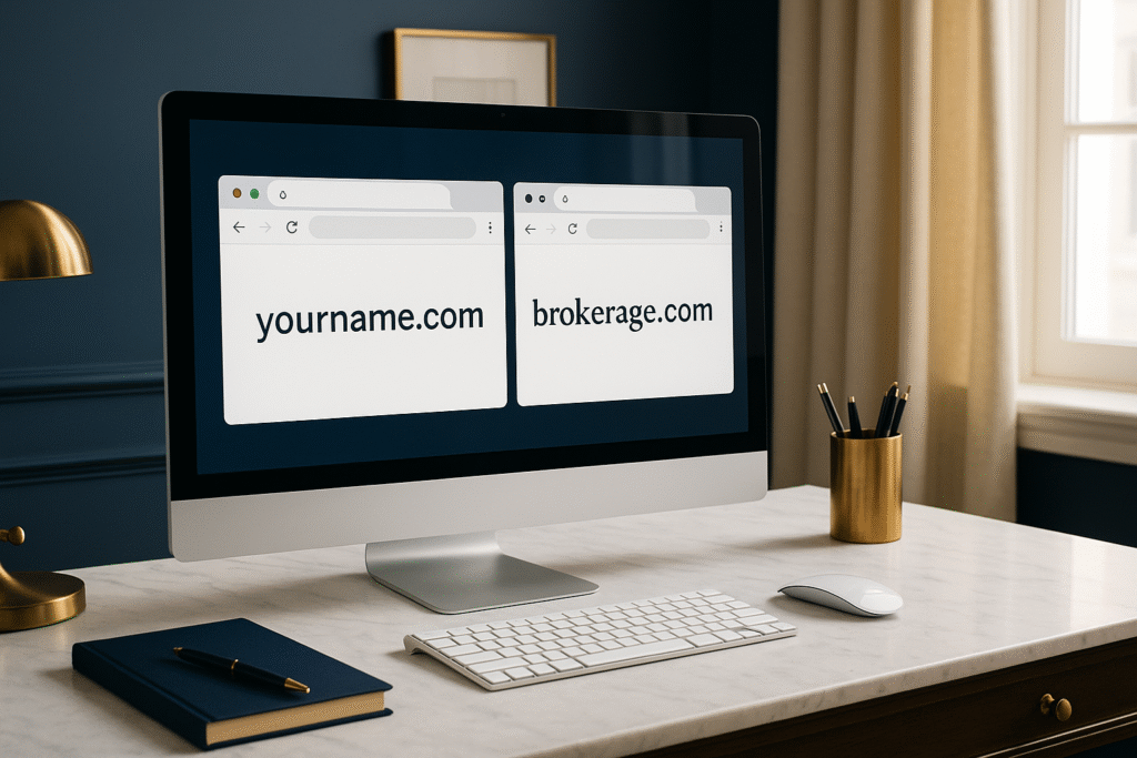 brokerage realtor website vs a realtor owned luxury website in a split screen