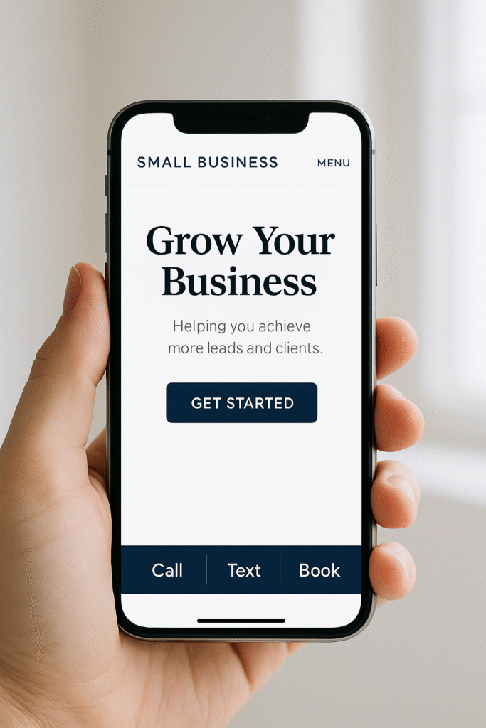 Sticky mobile contact bar with call, text, and book buttons