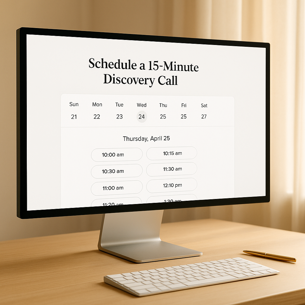 Calendar scheduling widget showing 15 minute call options