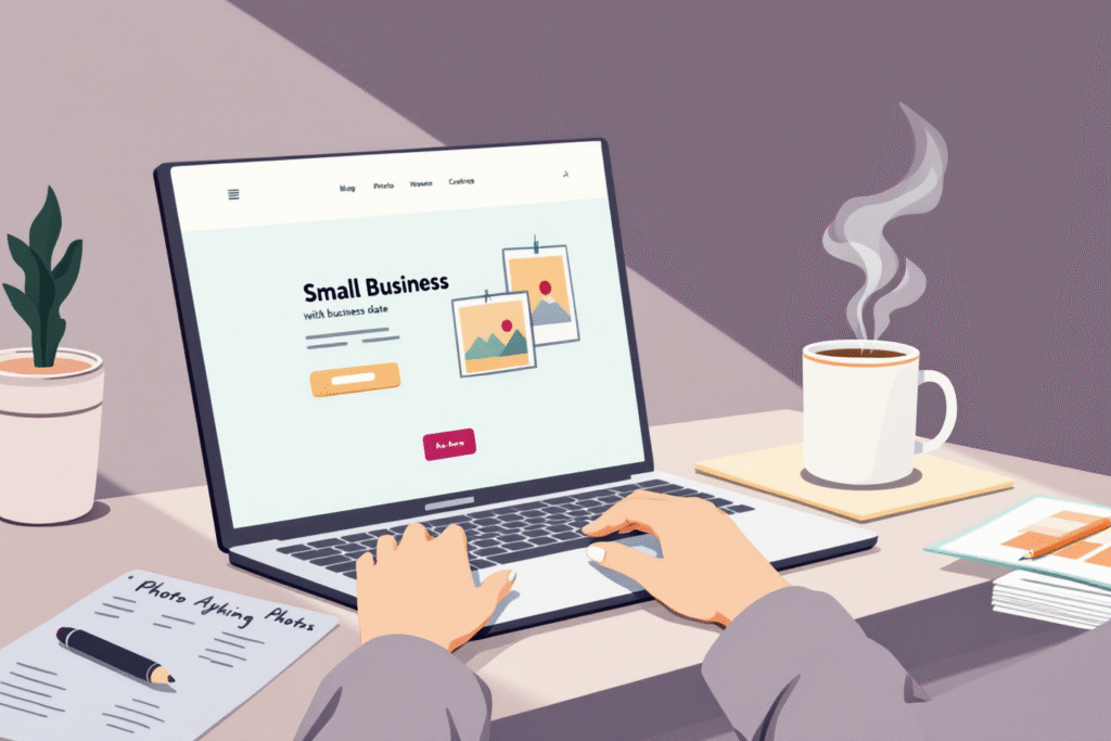 Desk showing behind the scenes planning of authentic small business branding.