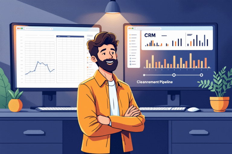 Comparison of messy spreadsheet versus organized CRM pipeline