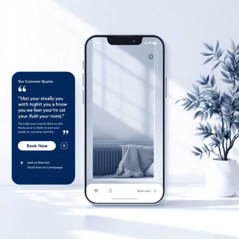 clear mobile phone showing testimonials on a small business website and capturing leads