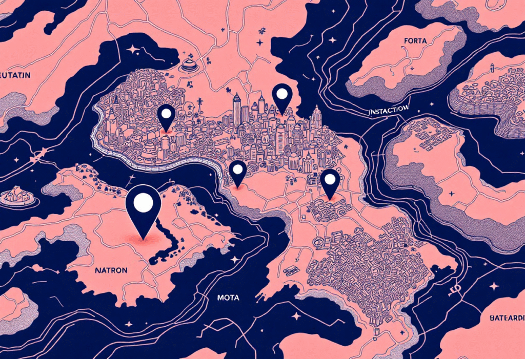 Instagram interface with city geo tags highlighting local discovery