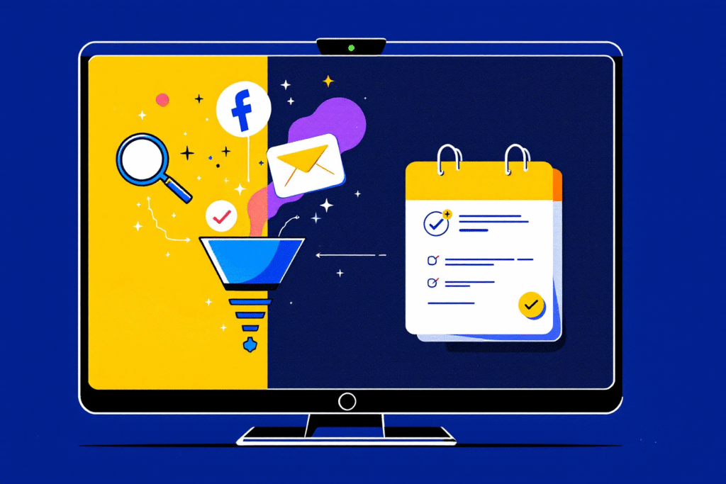 Traffic sources funneling into bookings visualized for small business