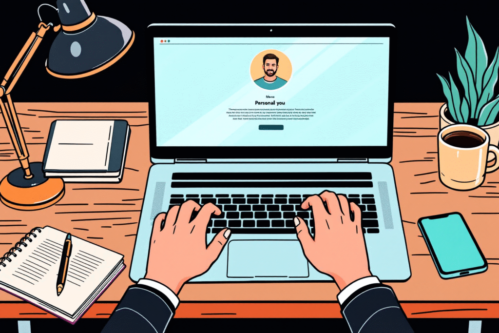 Personal branded small business website displayed on a laptop