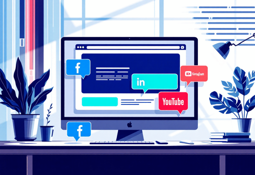 a small business owner repurposes content across youtube, facebook, and other social media platforms from his blog post