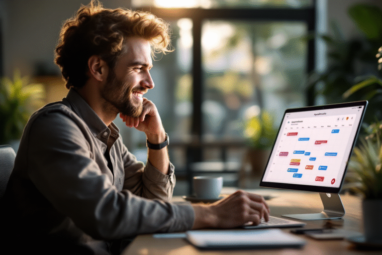 Small business owner watching their online booking calendar fill up