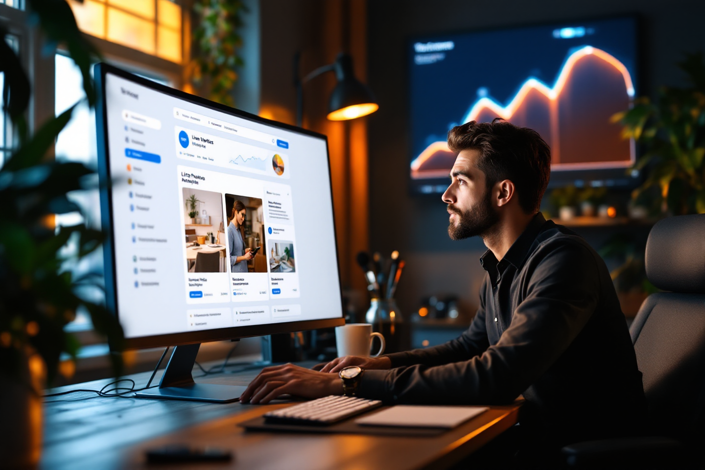 Small business owner looking at website analytics and listicle blog performance