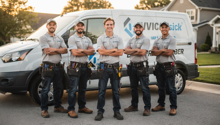 Professional HVAC team ready for service