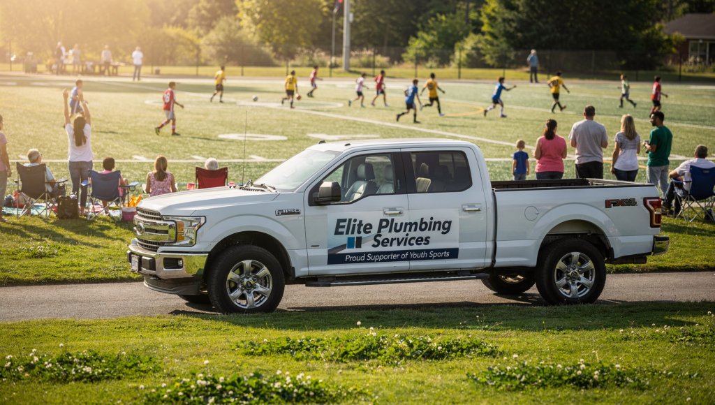 Plumbing company sponsoring a local youth sports team