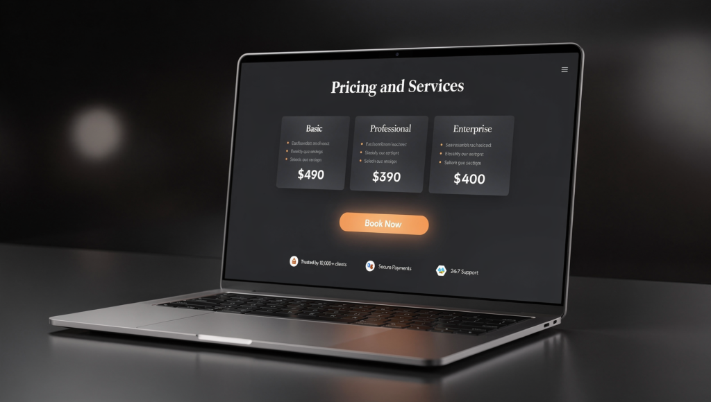 Luxury plumbing website pricing page designed to increase calls and conversions