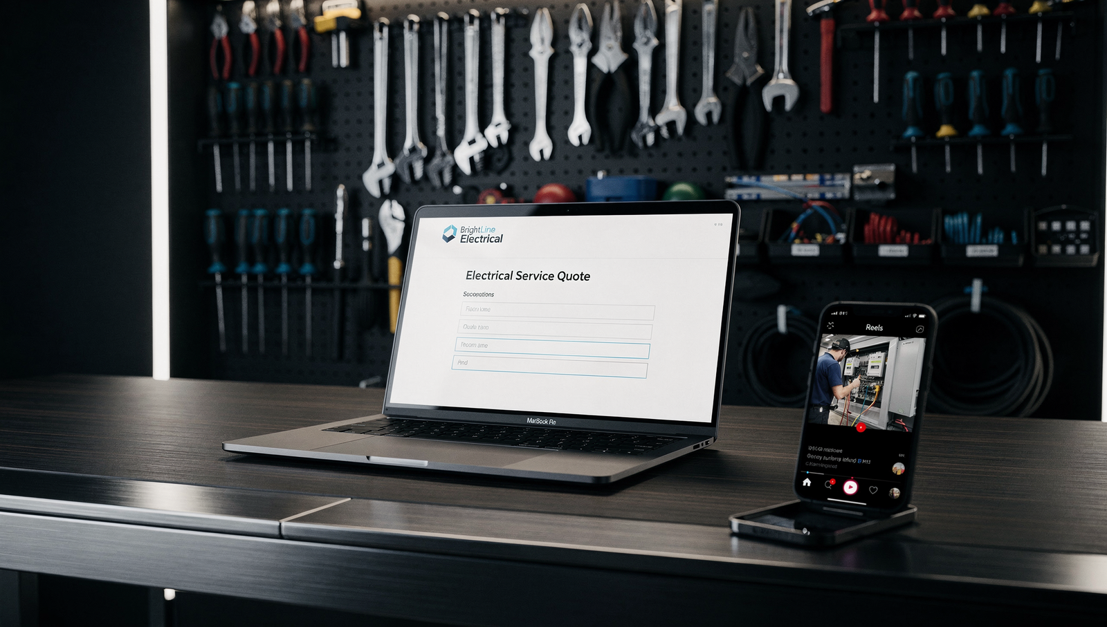 Electrician using a website and social media to turn views into leads