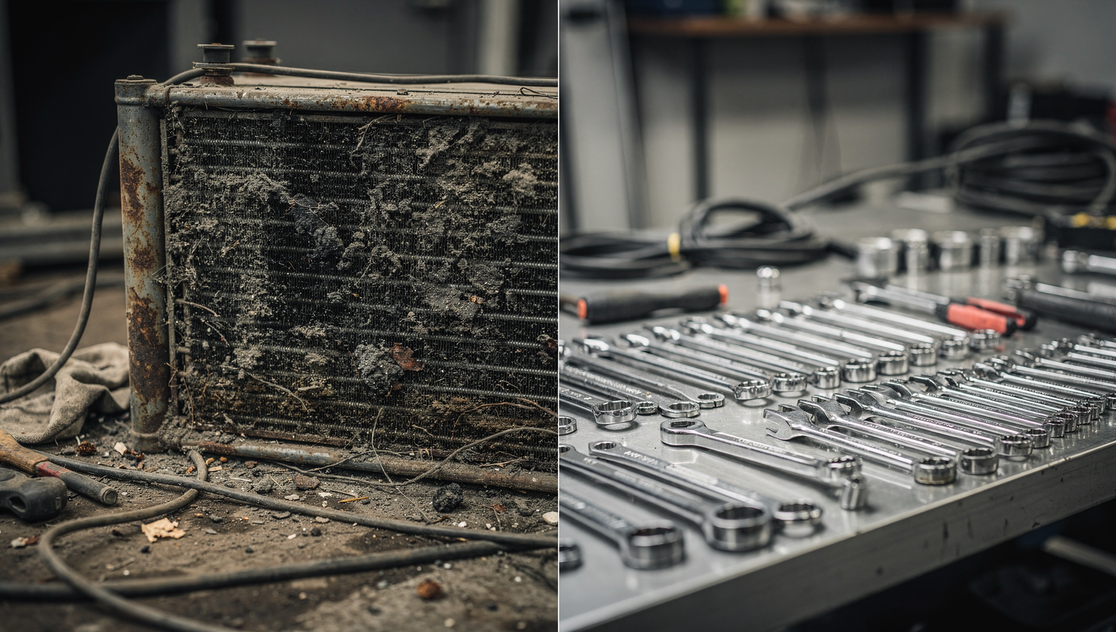 HVAC before and after post example showing coil cleaning transformation