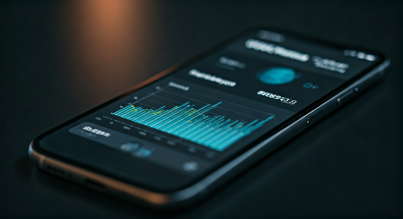 Smartphone showing HVAC social media metrics and messages