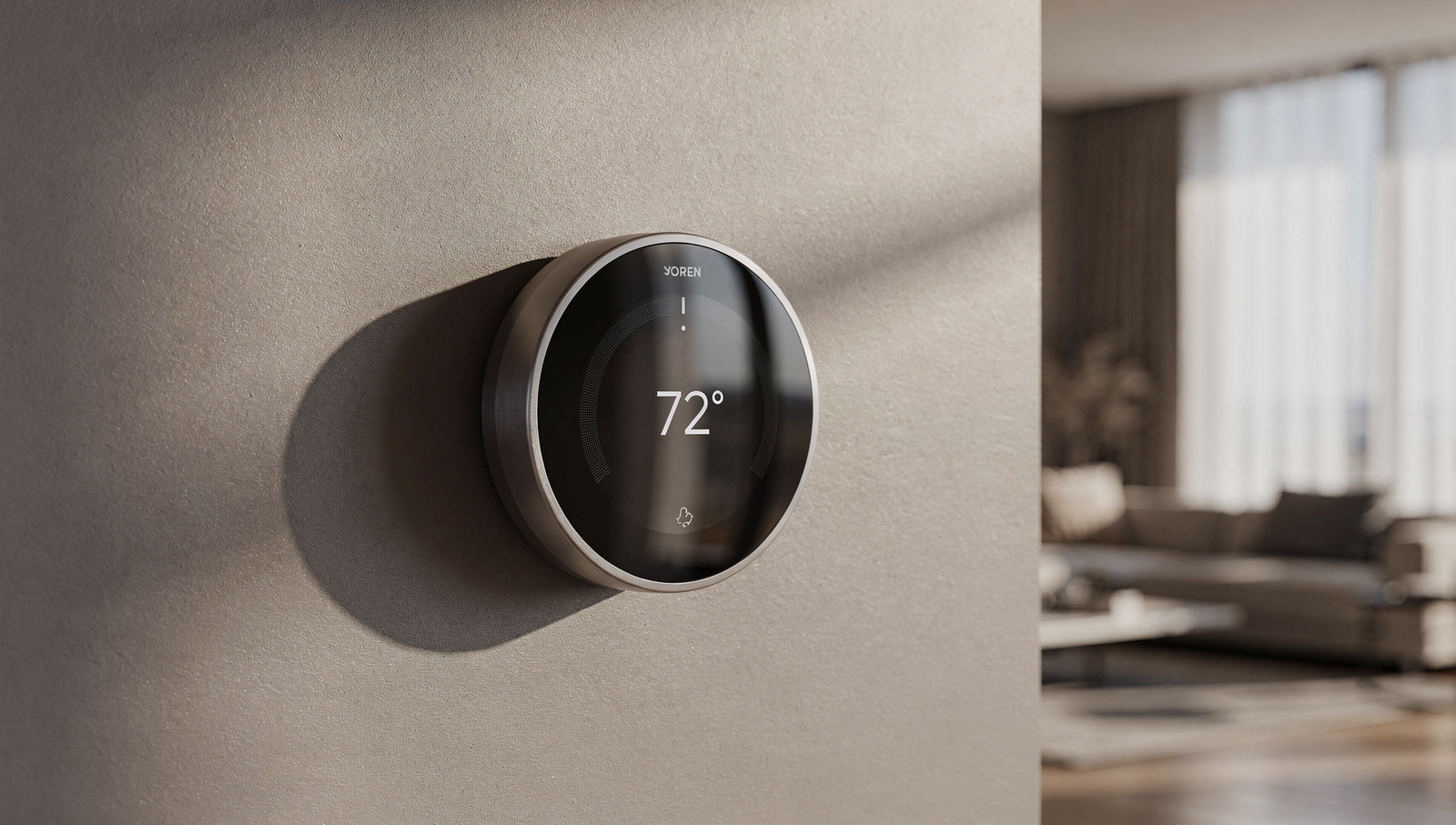 Smart thermostat close-up for an HVAC content strategy blog featured image