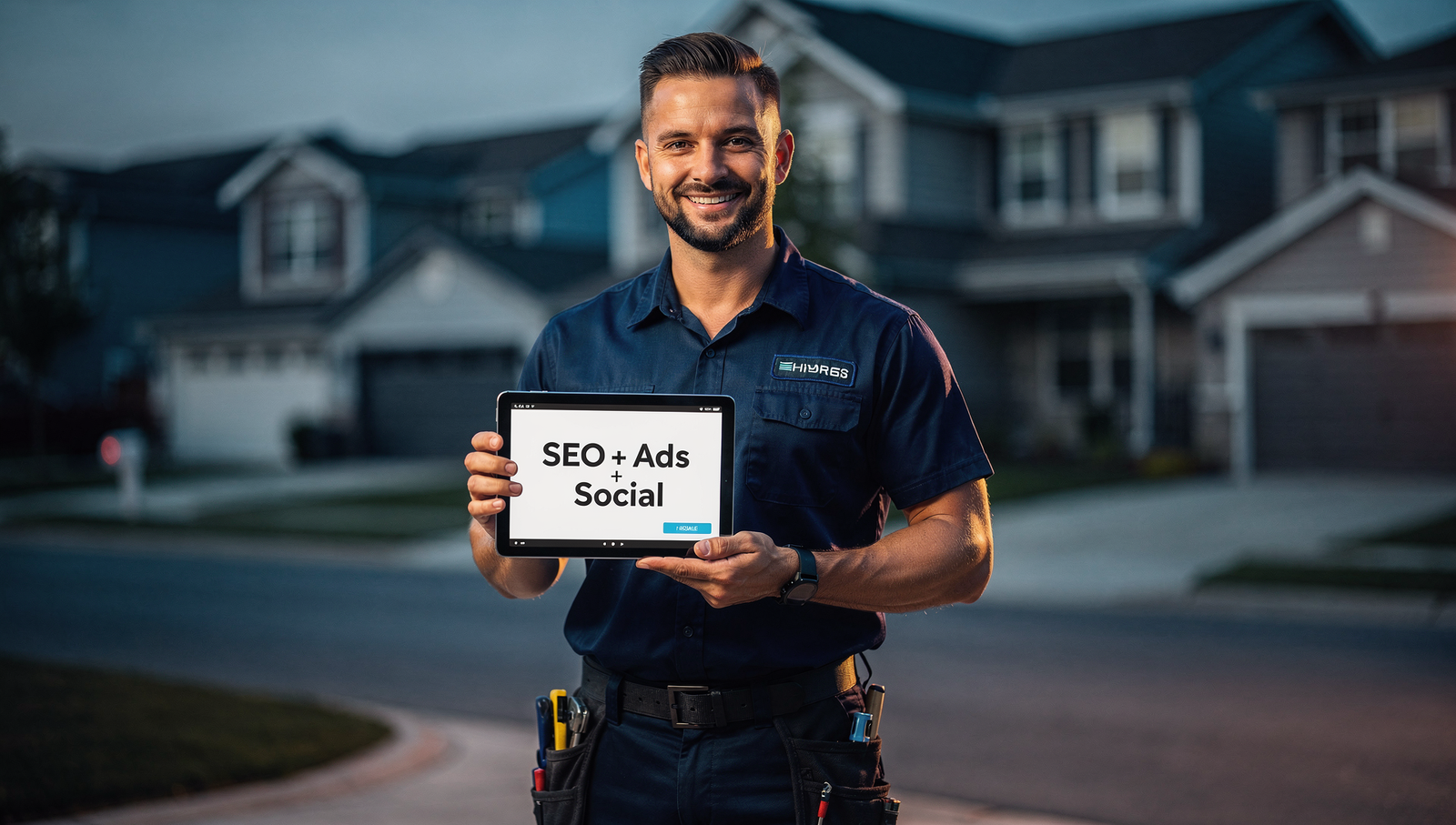 HVAC technician representing a multi-channel marketing strategy for more service calls