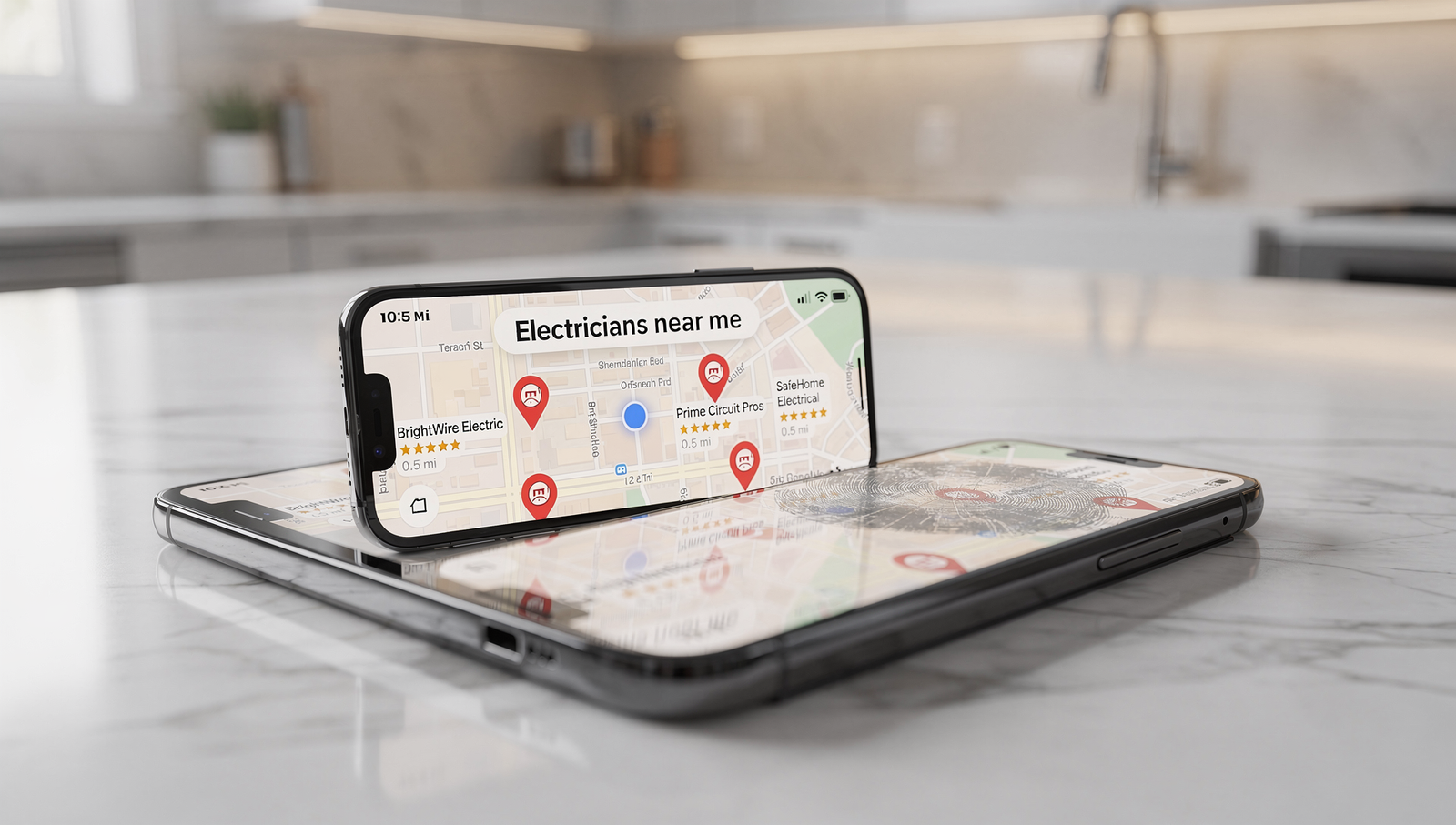 Google Maps results showing local electricians near a homeowner