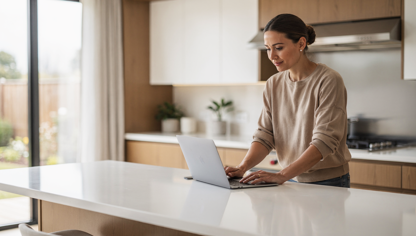 Homeowner requesting an electrician quote on a laptop