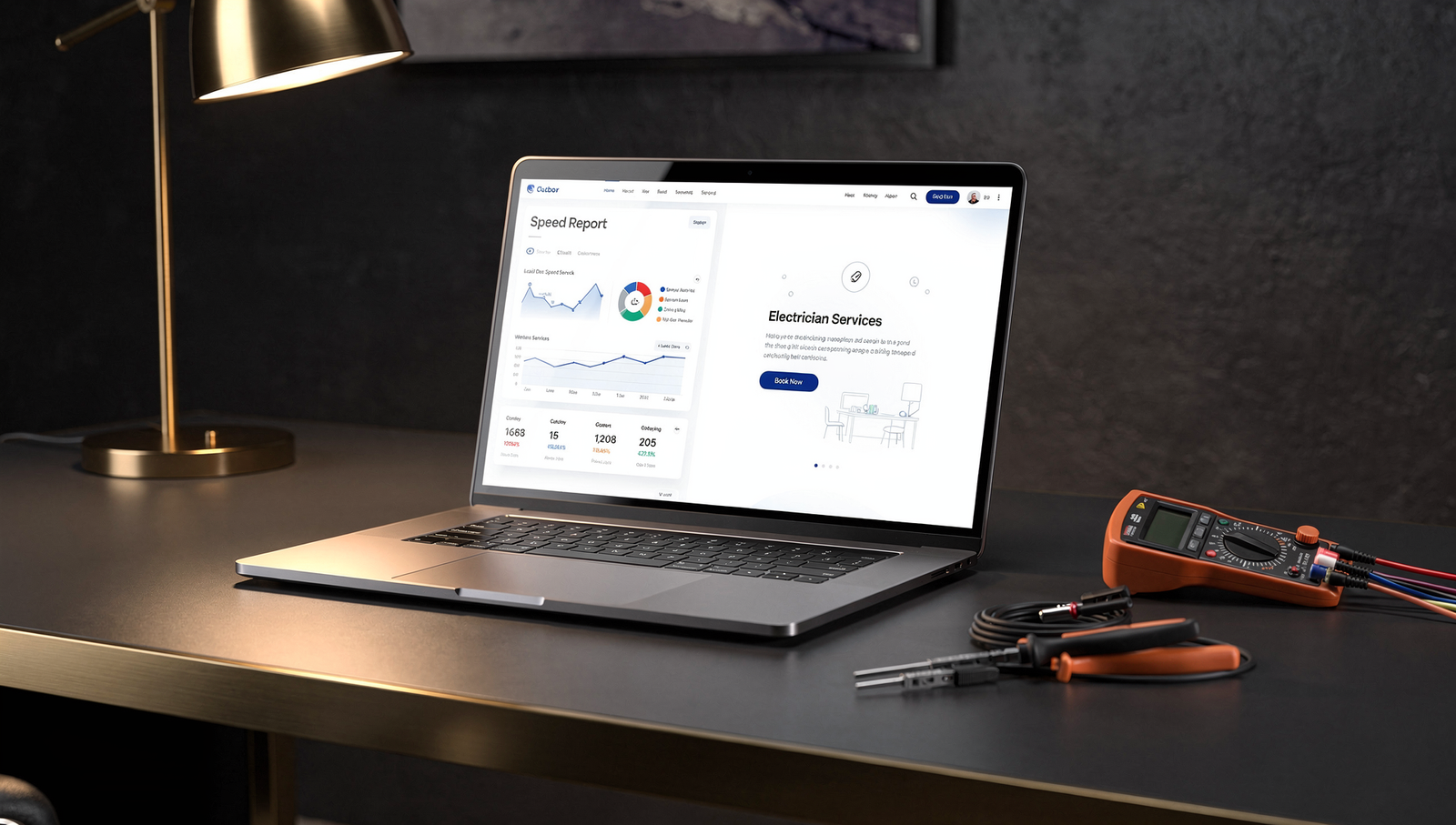 Electrician website performance and service page optimization concept
