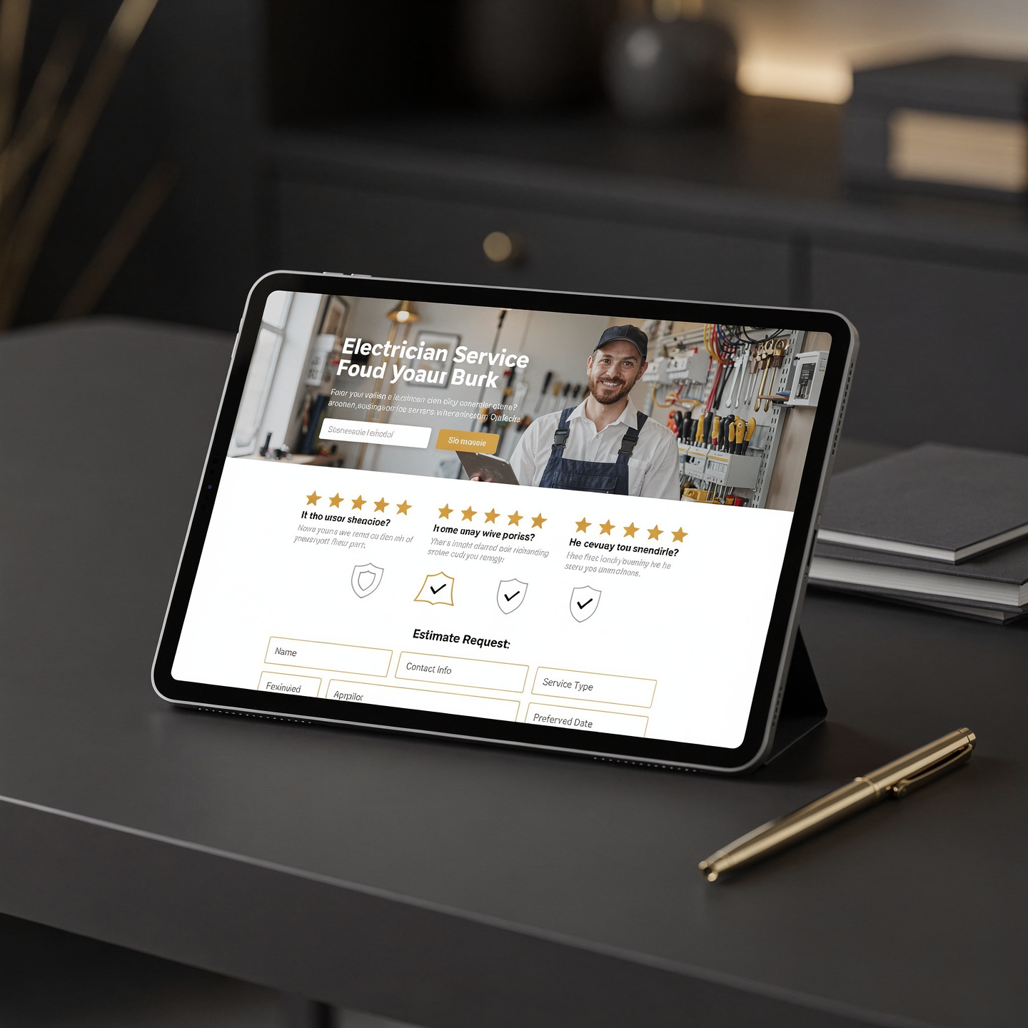 Mobile electrician website template with click-to-call button