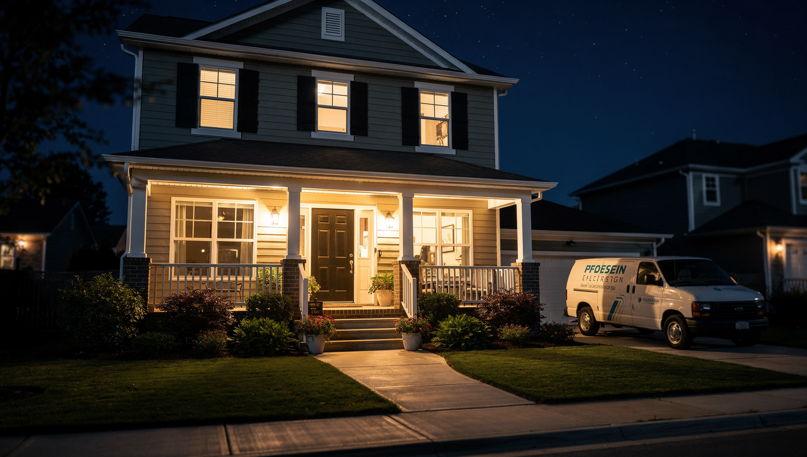 Residential electrician service scene illustrating social media marketing for electricians