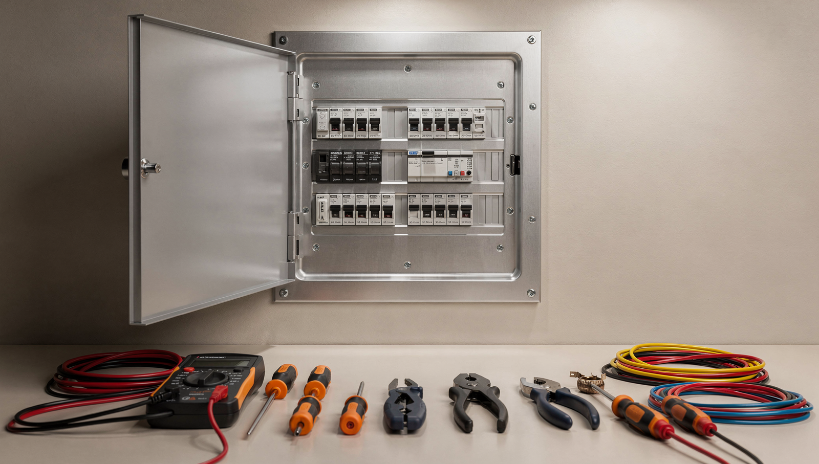 Clean labeled electrical panel used for proof content on social media