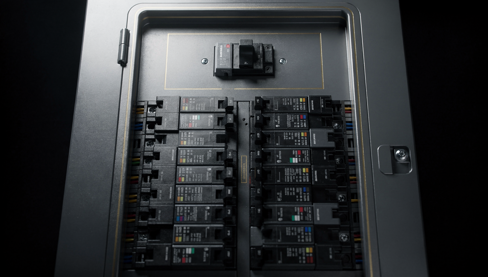 Breaker panel photo concept for website builder for electricians article