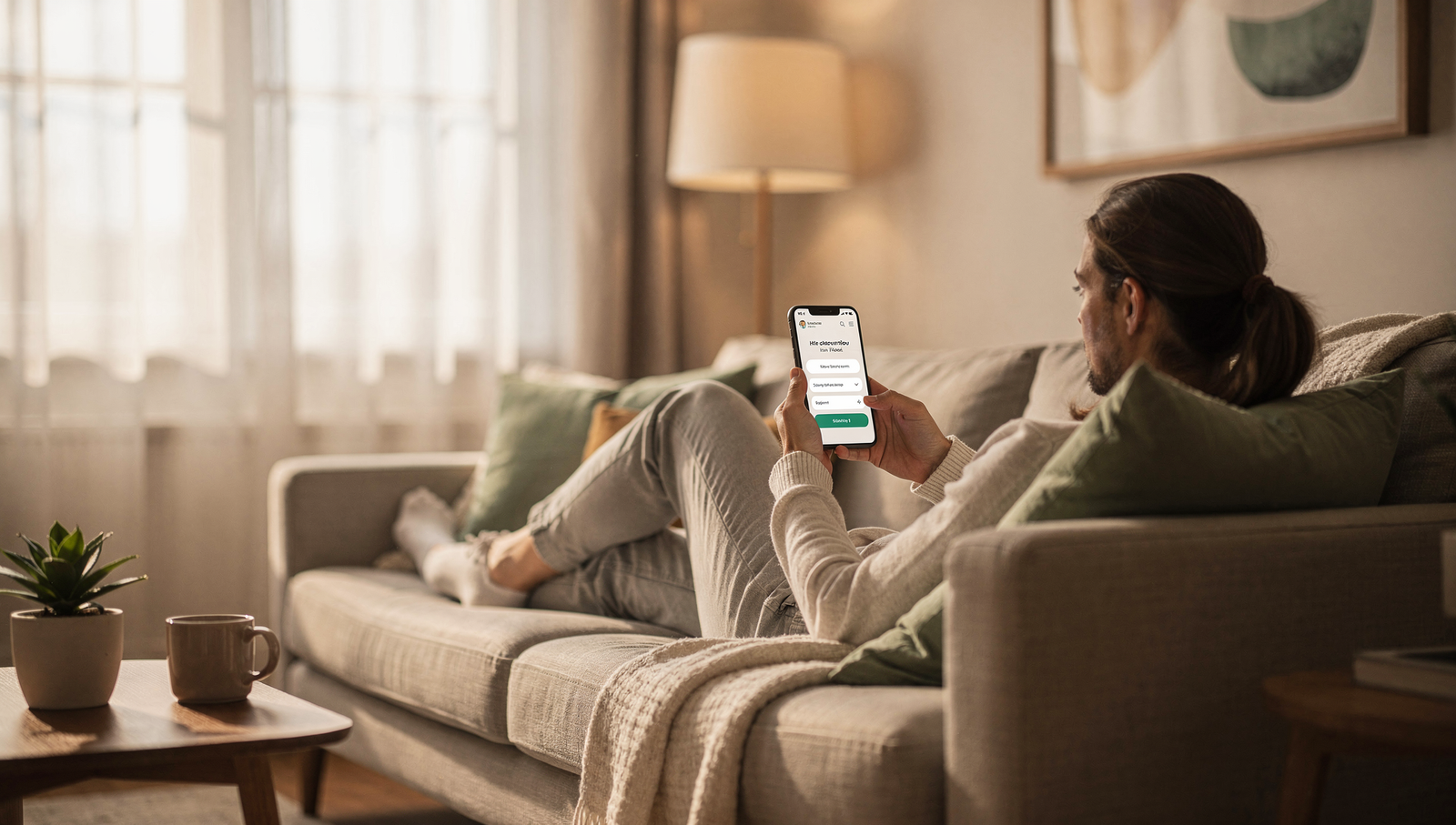 Person using a smartphone to browse a holistic doctor website with an easy booking flow.