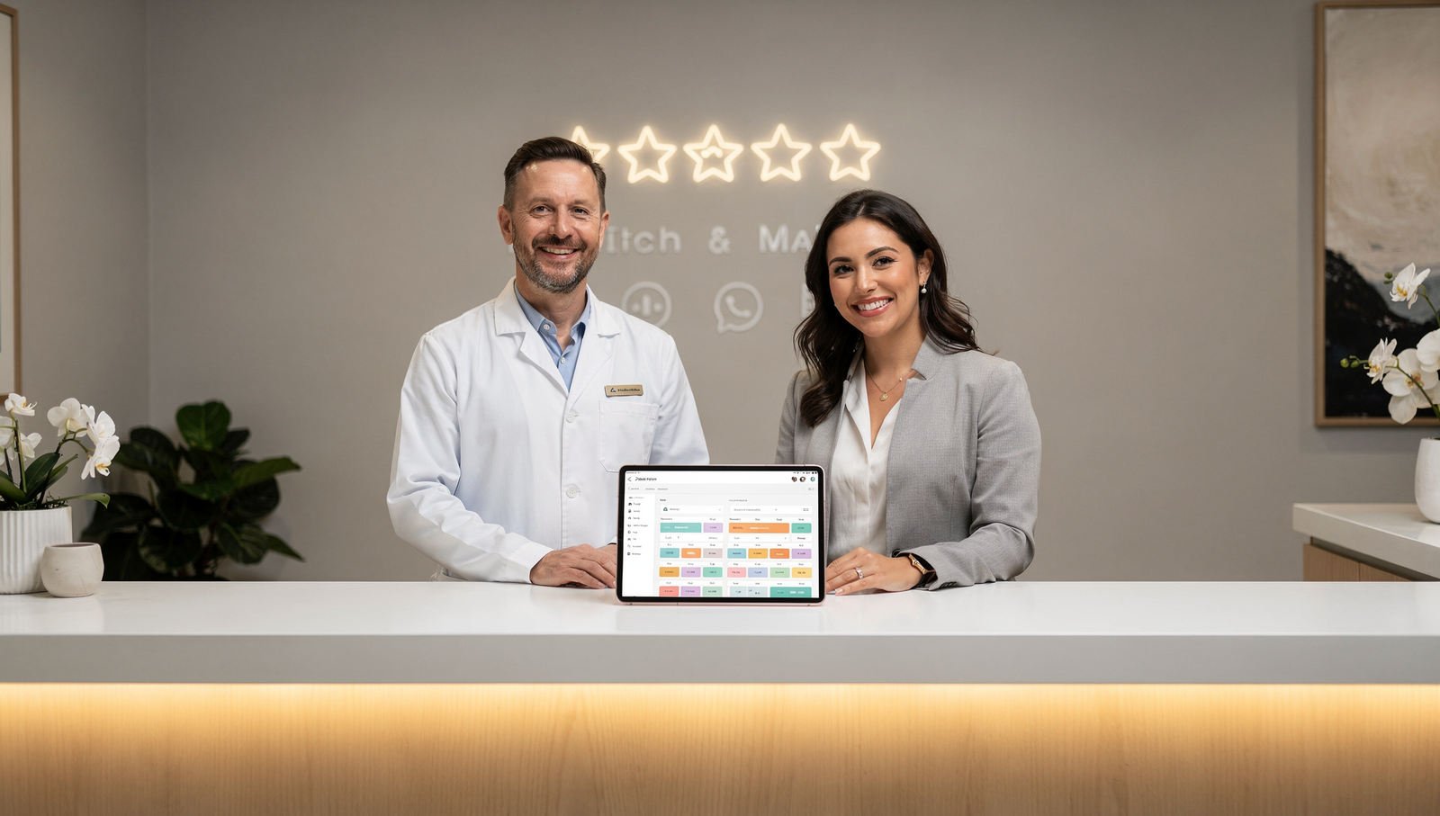 Functional medicine practice team using a website booking system and reviews
