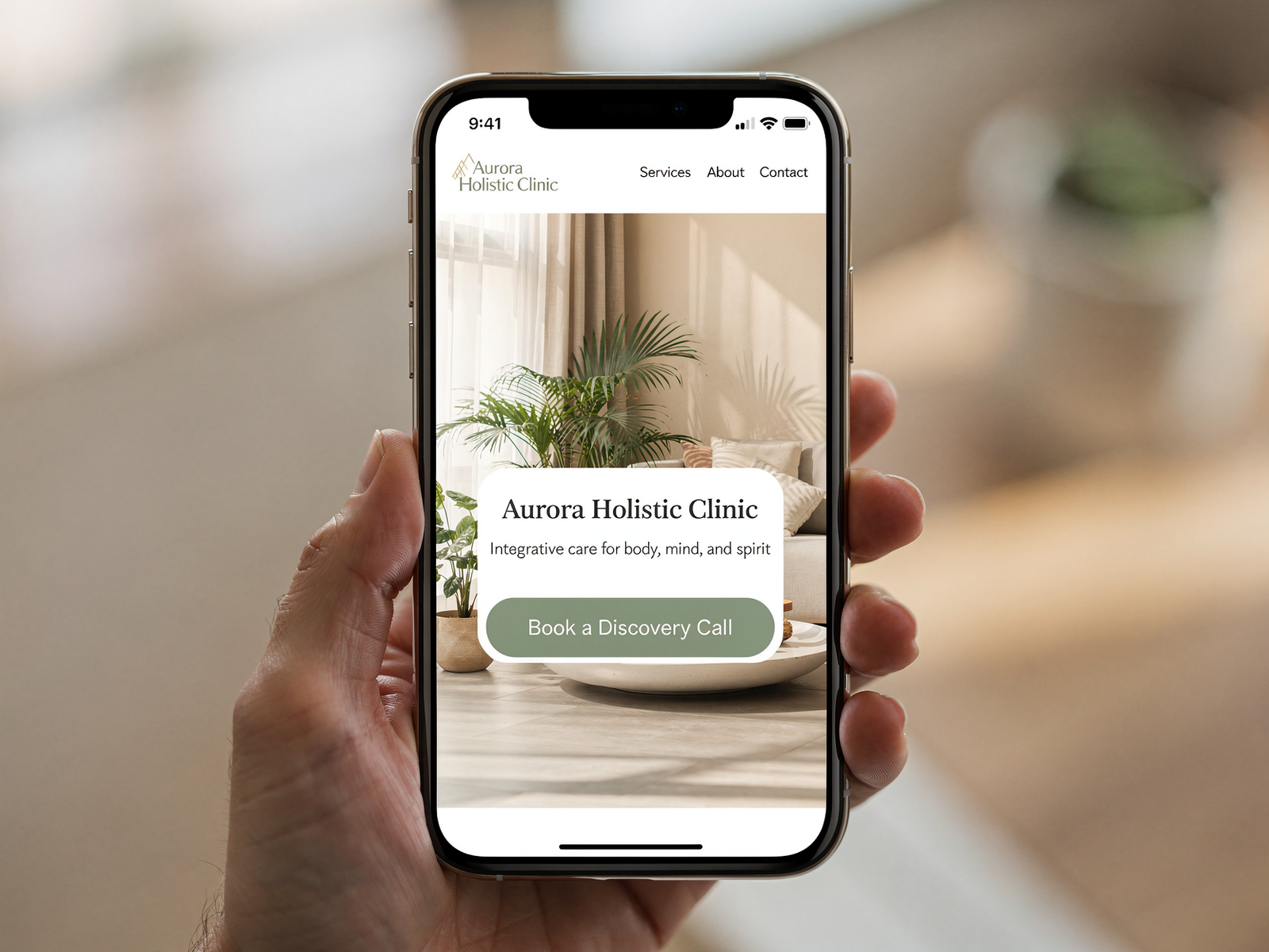 Mobile holistic doctor website design with a clear booking call to action