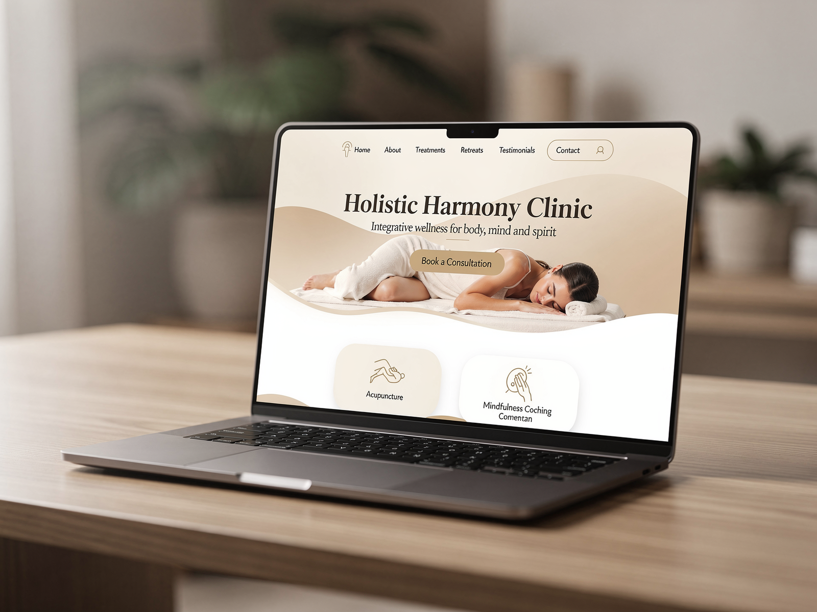 Luxury holistic doctor website design displayed on a laptop