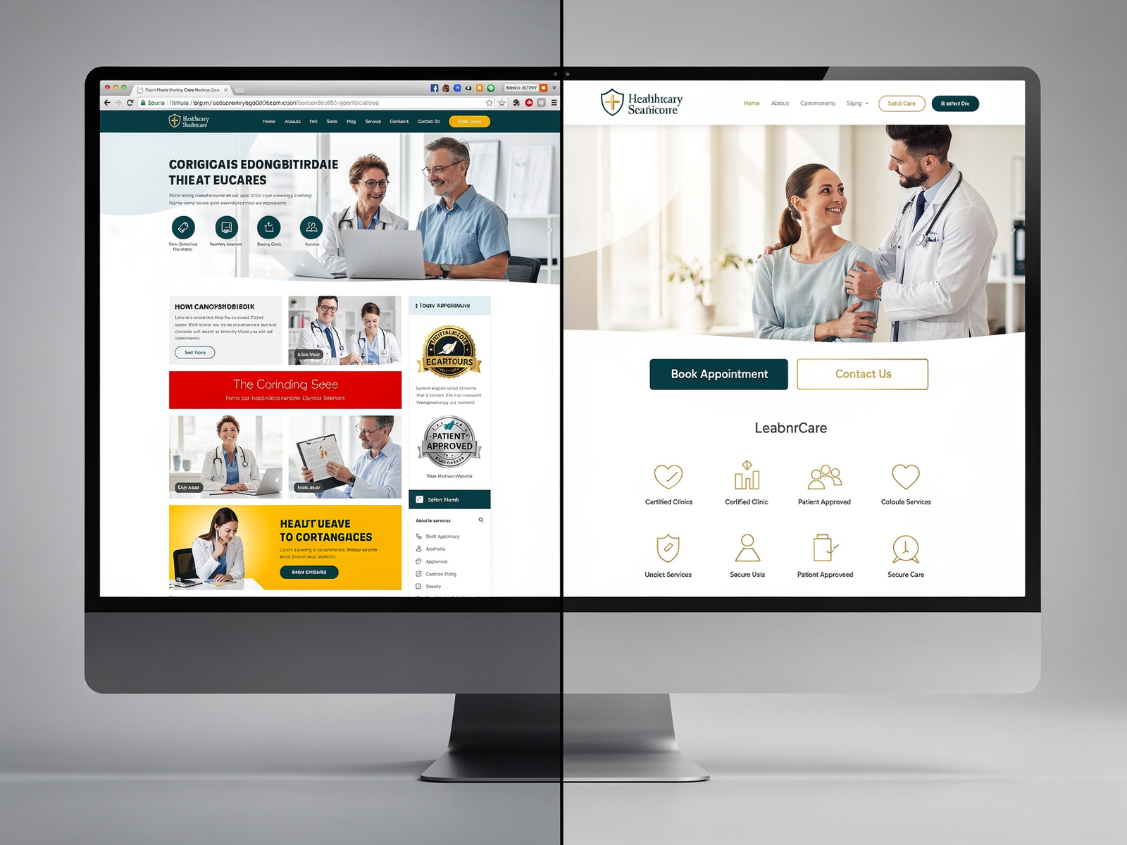 Before and after redesign of an integrative medicine website