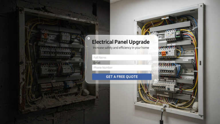 Facebook lead ad example for electrician panel upgrade bookings