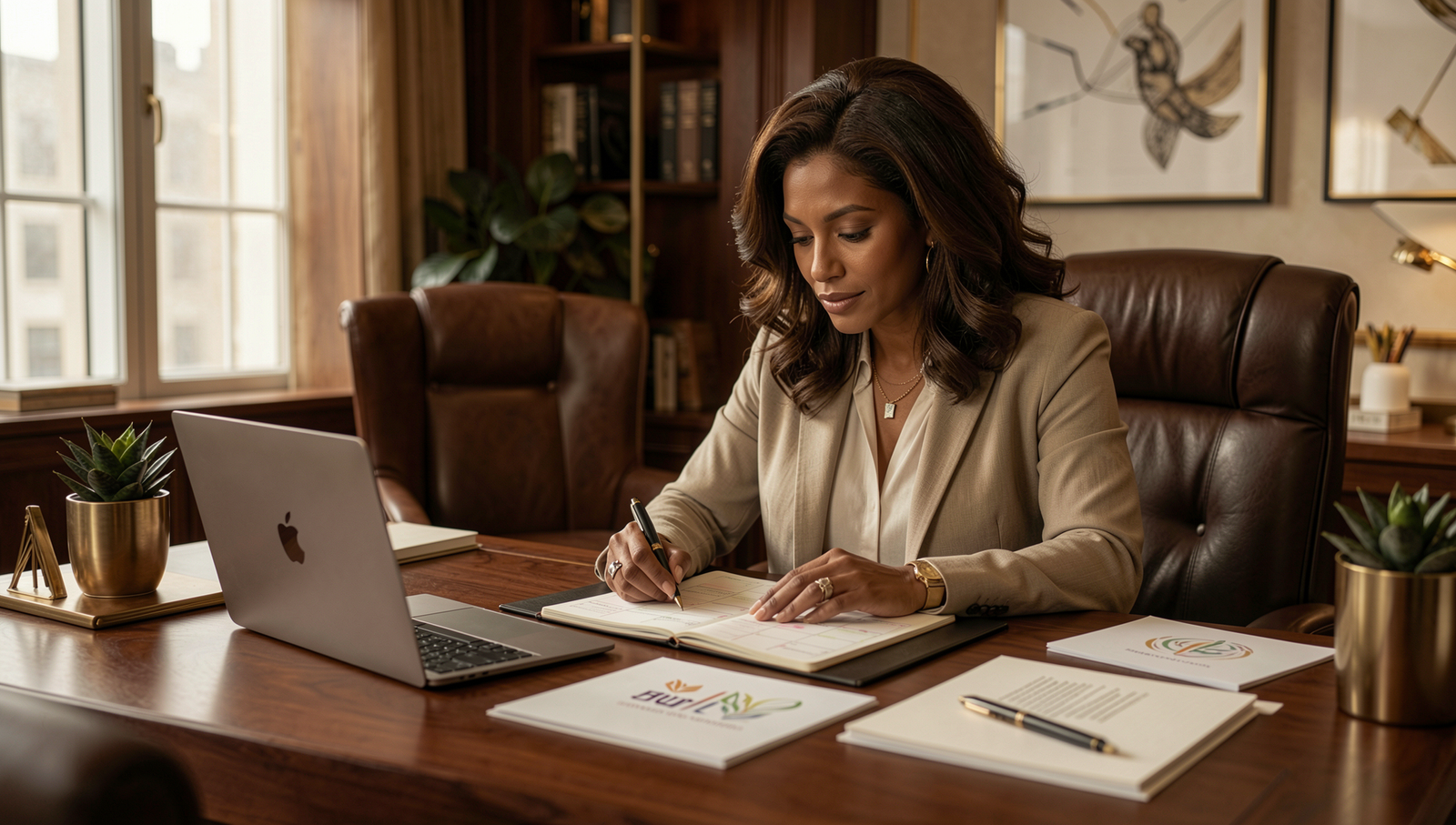 Health coach planning a social media strategy for practice growth