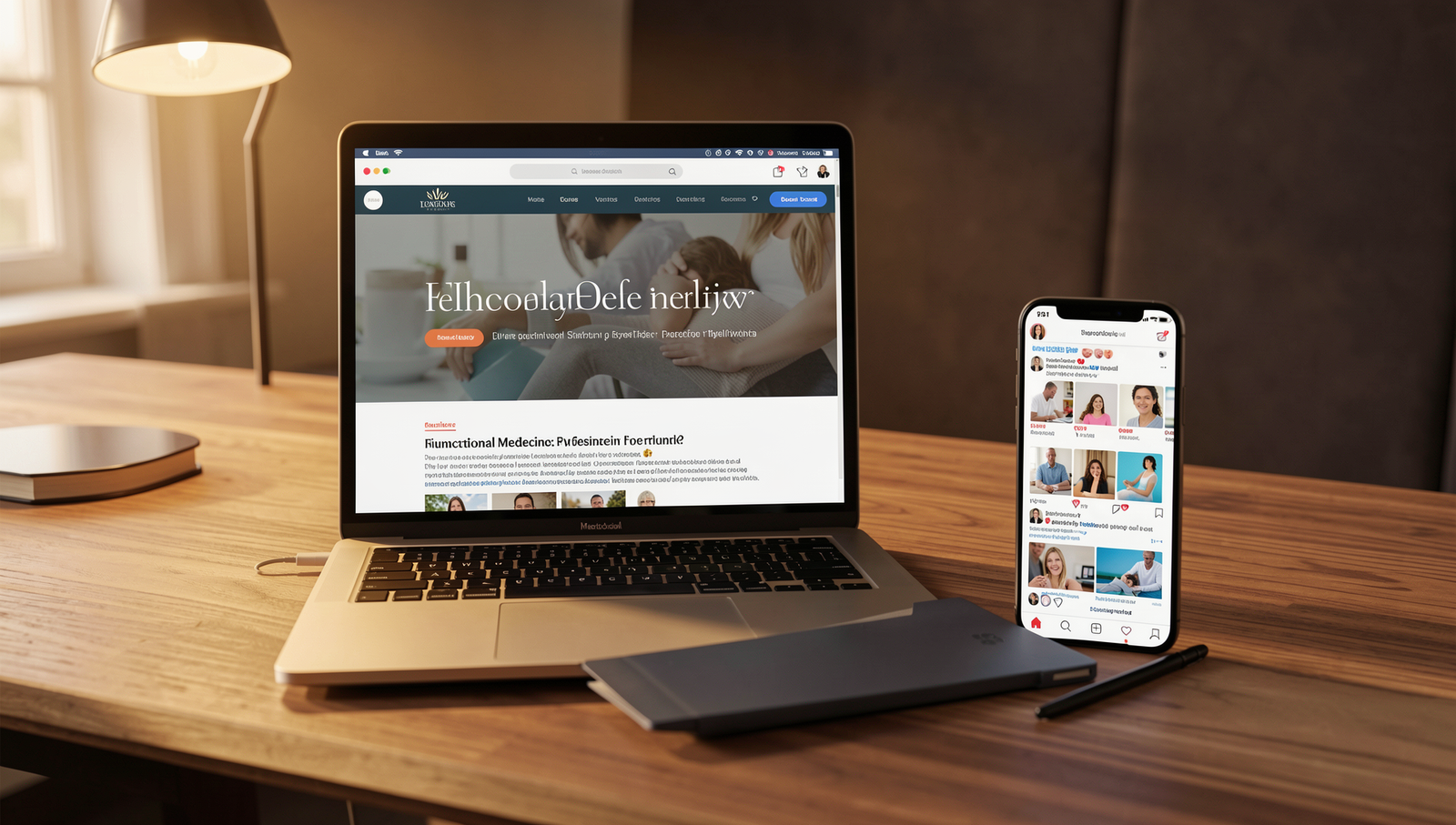 Holistic doctor creating educational social media content in a modern clinic