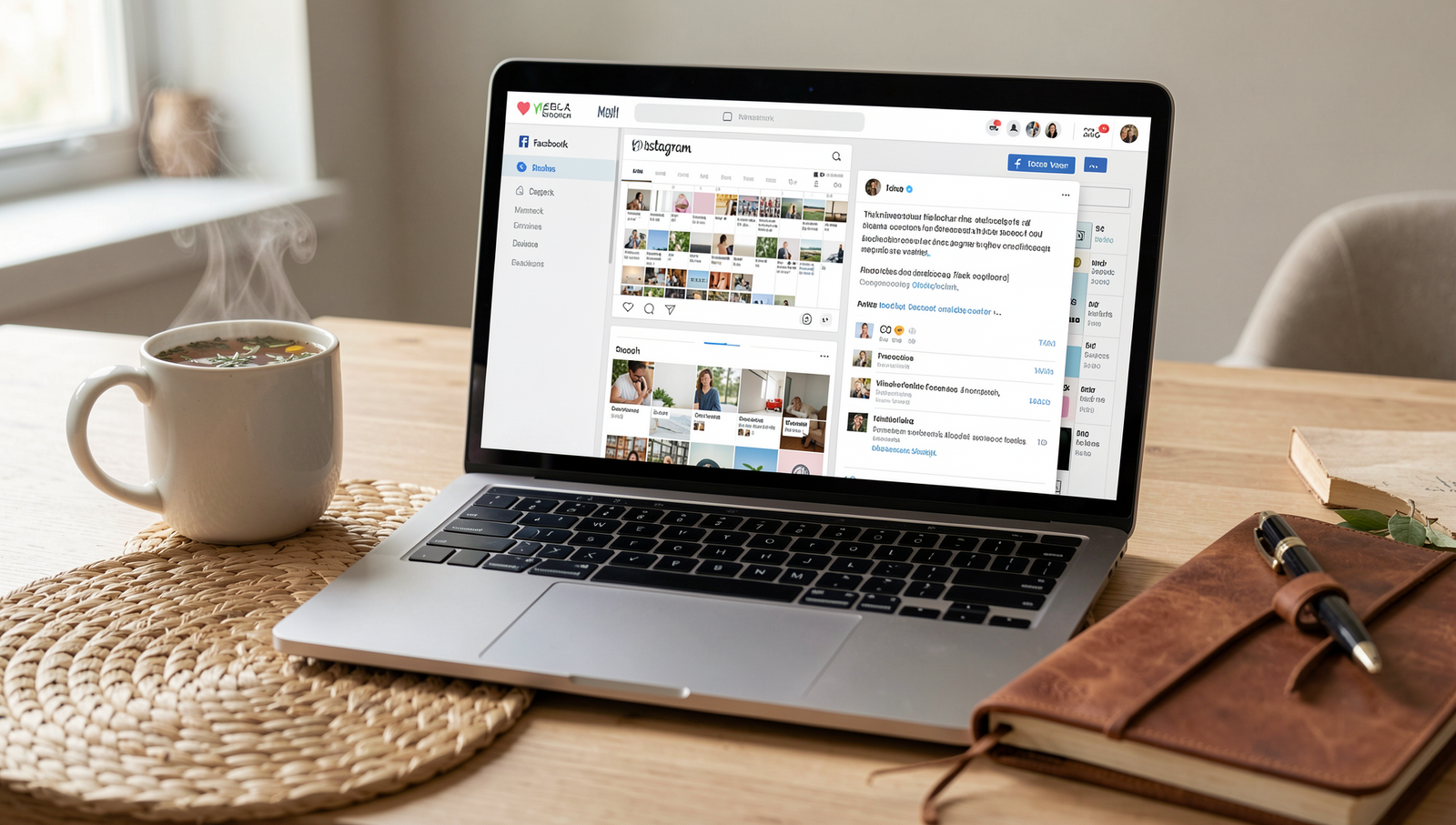 Health Coach social media planning setup with branded content and analytics