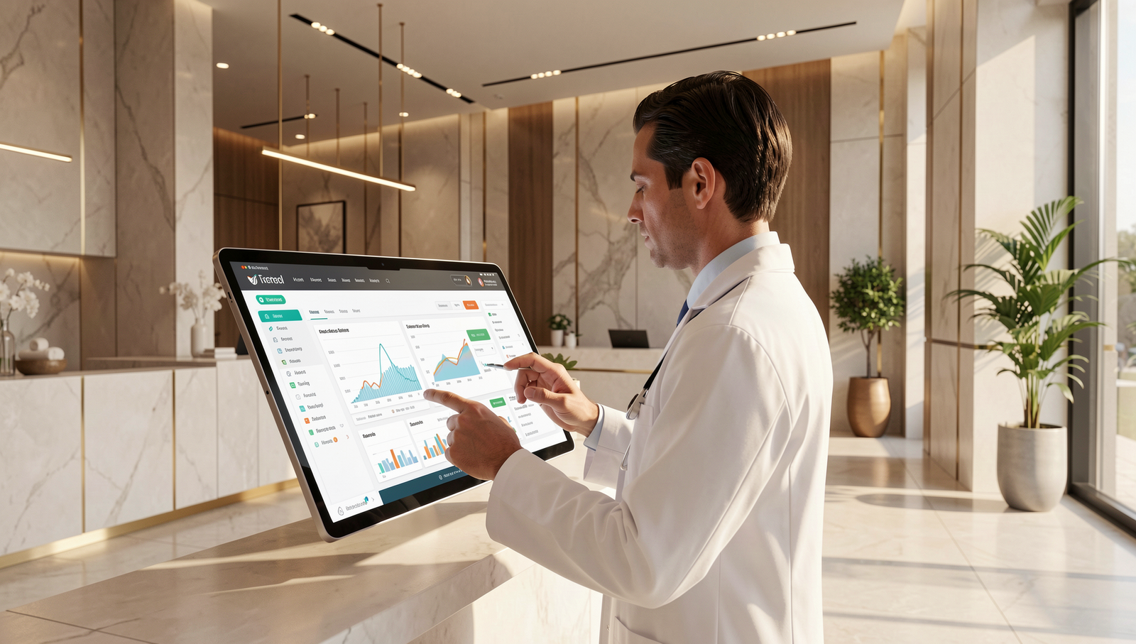 Functional medicine clinic reviewing SEO performance dashboard