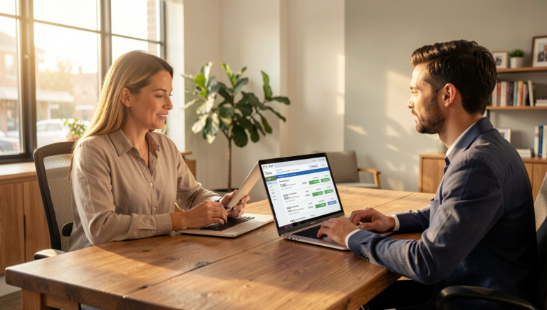 Functional medicine doctor reviewing SEO audit results for patient growth