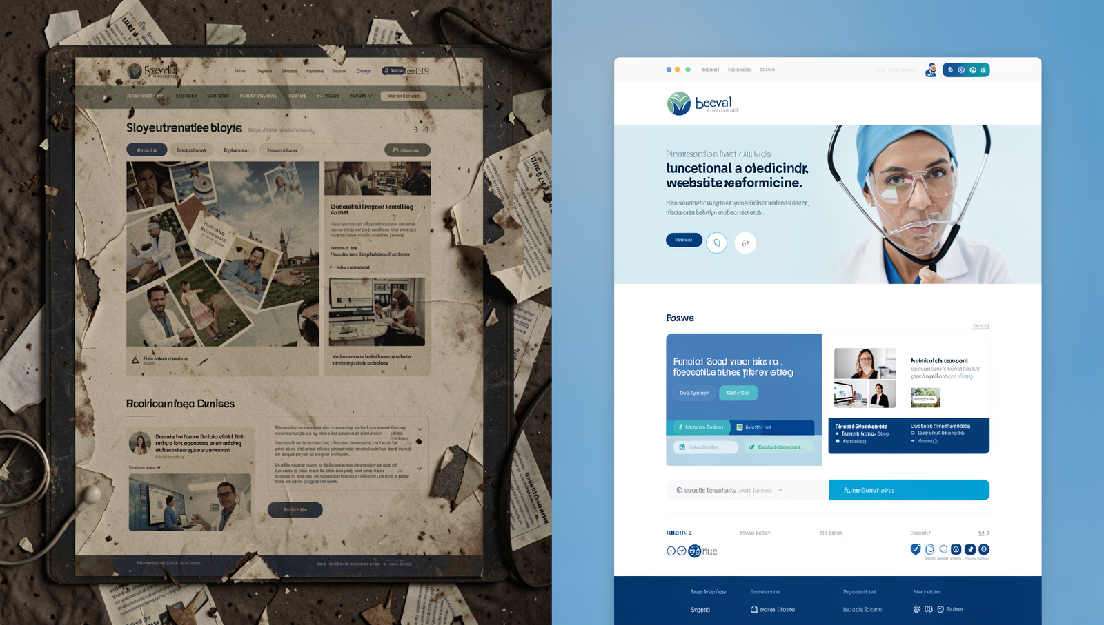Before and after functional medicine SEO audit website improvement concept