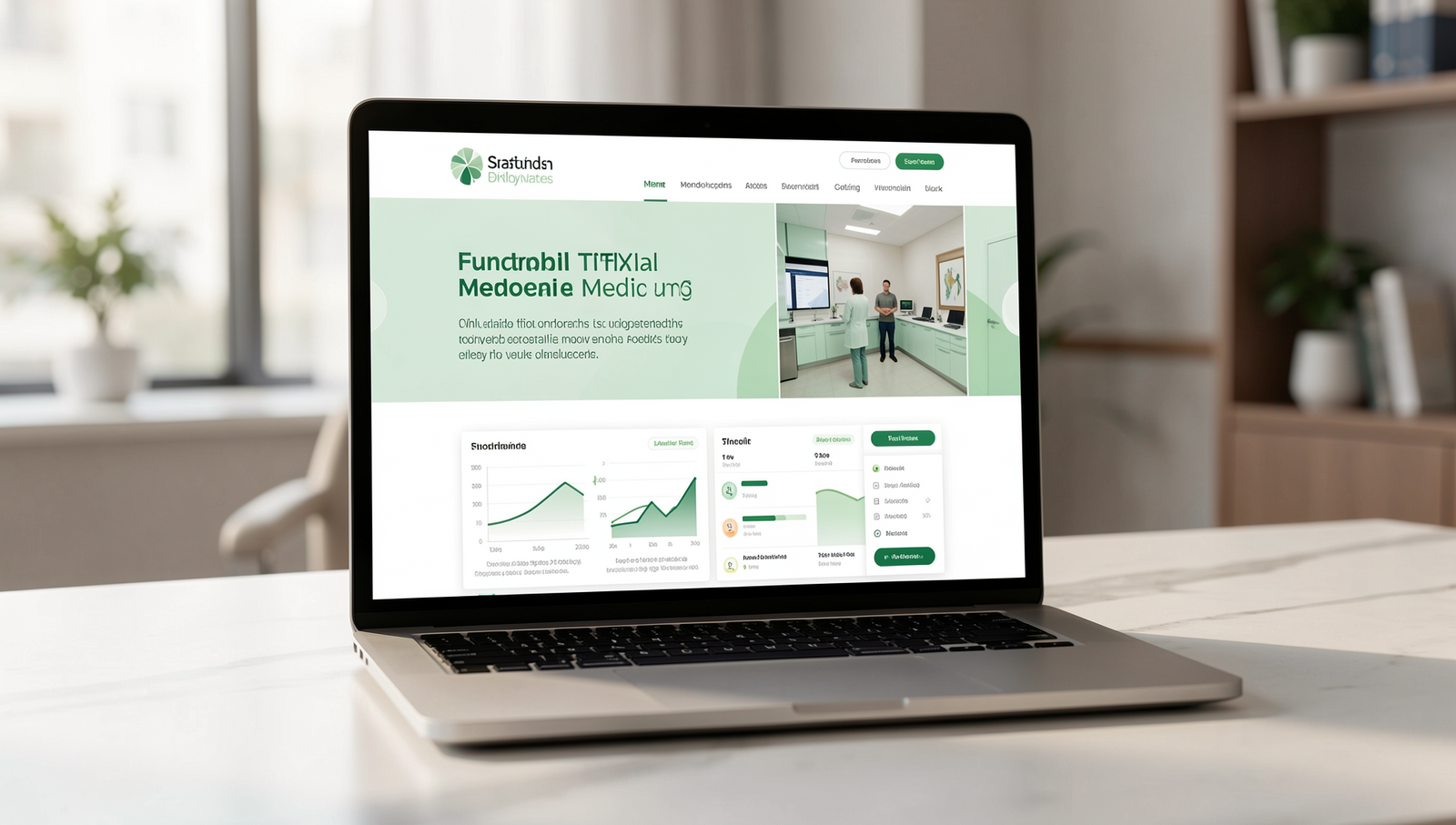 Functional medicine SEO audit dashboard on a luxury website mockup