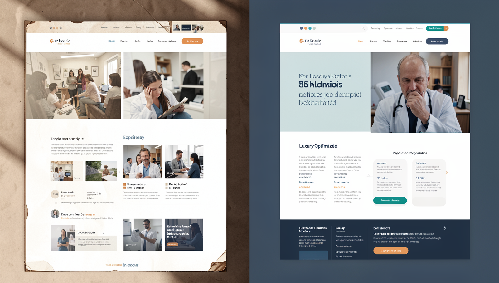 Before and after functional doctor SEO marketing website redesign