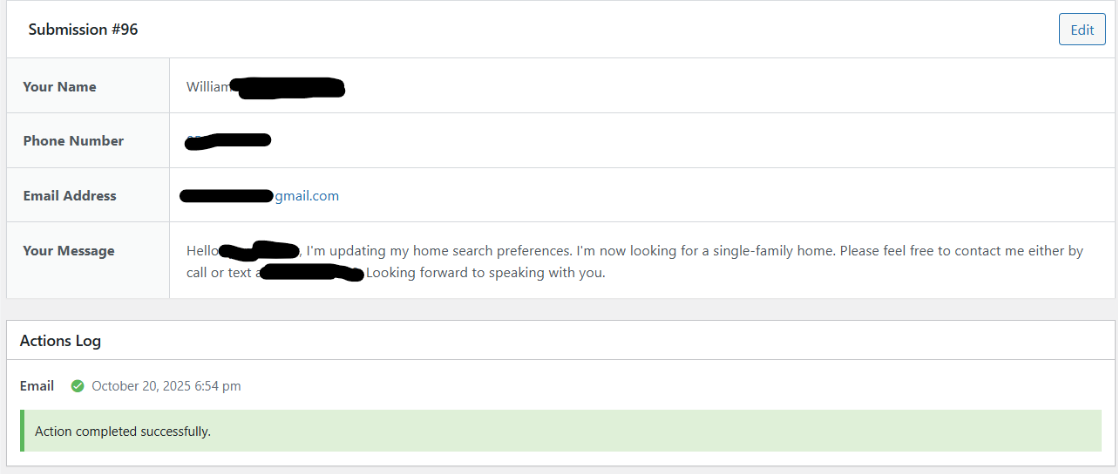 Listing lead generation data showing results for real estate agent
