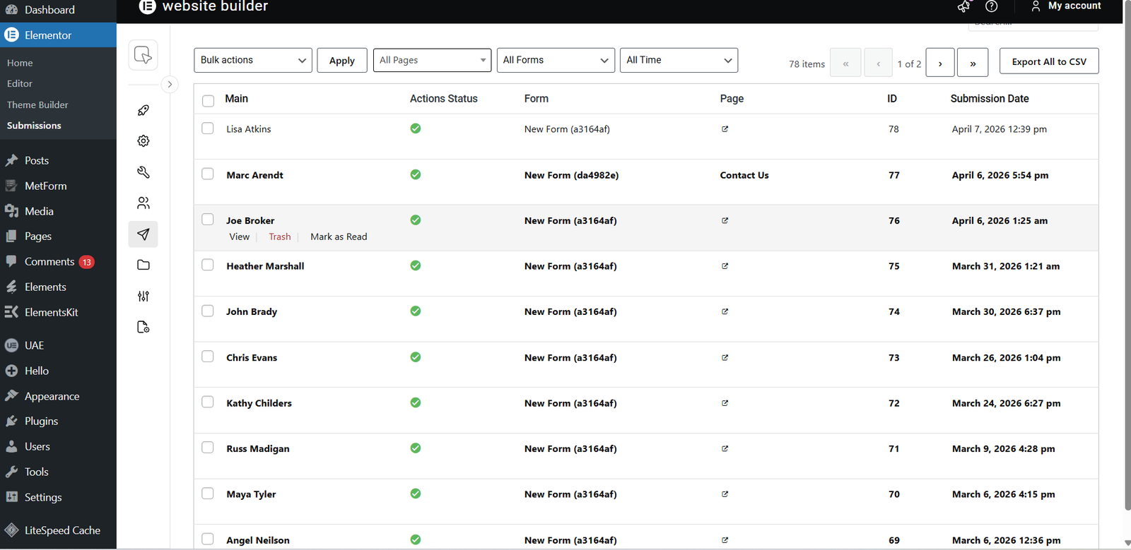 Real estate listing lead generation dashboard results